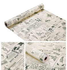 a roll of paper with newspaper print on it