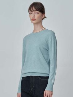 This timeless style gets a luxe upgrade with the soft and lightweight warmth of cashmere. it's made of certified grade-a cashmere from inner mongolia which is more durable pills less and gets softer with wear. the cashmere crew neck sweater is warm soft to the touch and lightweight with a slightly relaxed fit for an easy timeless look. collect every color.  featuring a classic crew neckline and standard fit this signature sweater elevates your every day with timeless style and ease. our classic Crew Neck Outfit, Eggshell Blue, V Neck Bodysuit, Twill Pants, Engineered Garments, Cotton Sweater, Women Pullover, Cashmere Sweaters, Crew Neck Sweater