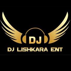 dj lishaara ent logo with headphones and wings on the front, black background