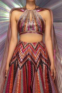 Shop for Amit Aggarwal Pink Metallic Striped Lehenga Set for Women Online at Aza Fashions Metallic Lehenga, Fashion Design Projects, Airy Styles, Amit Aggarwal, Pinterest Predicts, Academia Light, Cottagecore Dark, Dressing Ideas, Sequin Outfit