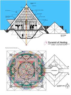 an architectural drawing shows the inside and outside of a building, with different sections in it