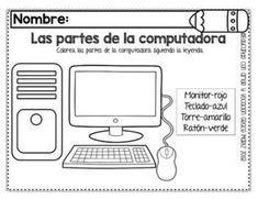 an image of a computer screen and keyboard with spanish writing on the bottom right corner