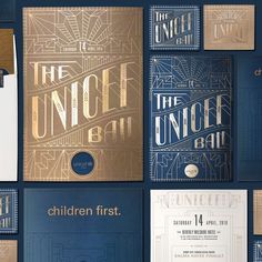 an assortment of children's first books are shown in gold and blue covers,