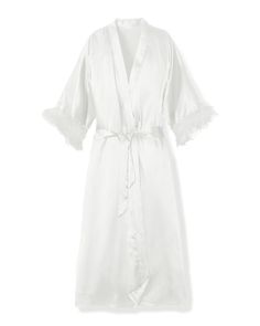 Robe With Feathers, Women Silk Robe, Luxury Sleepwear, Hollywood Style, Feather Trim, Women's Robe, Silk Robe, Hollywood Fashion, Old Hollywood Glamour