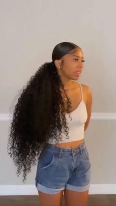 Slicked Back Hairstyles, Black Girls Hairstyles Weave, Low Ponytail Hairstyles, Black Ponytail, Slicked Back Ponytail, Weave Ponytail Hairstyles, Sleek Ponytail Hairstyles, Cute Ponytails, Birthday Hairstyles