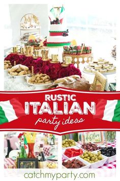 an italian themed party with lots of food