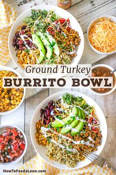 Turkey Burrito Bowl is healthy and through-the-roof delicious. All the components can be made in advance which makes it perfect for meal planning. Nothing short of amazing! Get the complete recipe with ALL-NEW VIDEO on the blog!