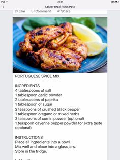 the recipe for chicken wings is shown on an iphone screen, and it's full of ingredients