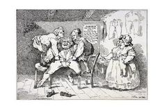 an old cartoon shows two people sitting in chairs and one is talking to another man