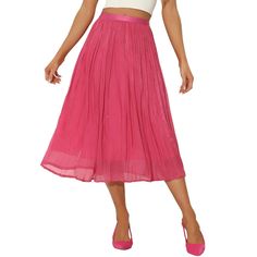 This pleated skirt with accordion style and elastic waist details shows off your femininity. Suits for daily and party wear in spring summer and fall. Pair with a t-shirt and high heels to complete the overall wearing style. Pair it with a t-shirt and high heels to complete the overall wearing style. Suits for daily and party wear in spring summer and fall. Summer Knee-length Pleated Skirt, Summer Pleated Long Skirt, Summer Midi Skirt With Elastic Waistband, Summer Long Skirt With Pleated Hem, Summer Midi Skirt With Pleated Hem, Summer Full Skirt Bottoms With Pleated Waist, Spring Pleated Waist Flowy Skirt Bottoms, Summer Day Out Pleated Skirt With Accordion Pleats, Knee-length Pleated Skirt For Summer