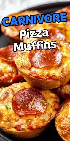 there are mini pizza muffins on the plate