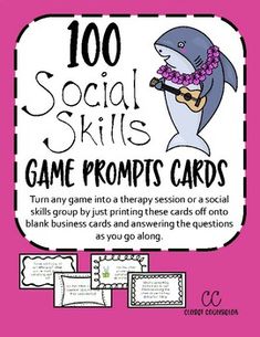 a pink book cover with the words, 100 social skills game props cards