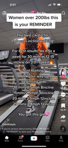 a woman running on a treadmill with text over it that reads, women over 200lbs this is your reminder