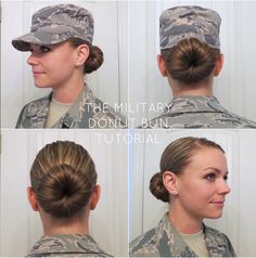 The Military Donut Bun 30s Hairstyles, Army Haircut, Military Hair, Donut Bun, Hair Donut, Sock Bun, Bun Tutorial, Work Hairstyles