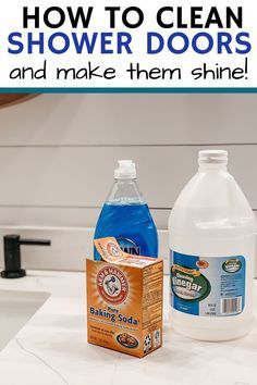 how to clean shower doors and make them shine with baking soda on the counter top