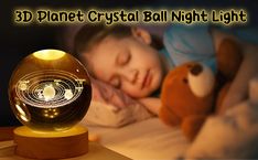 3D Planet Space Crystal Ball Night Lamp Space Crystal, Night Lamp, Crystal Ball, Night Light, Planets, Crystals