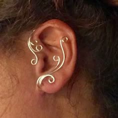 Vine Ear Cuff Swirl Vine Ear Cuff Ear Wrap Ear Jacket Ear | Etsy Ear Cuff Diy, Cuffs Diy, Vine Jewelry, Elf Ear Cuff, Jewelry Ear, Ear Jacket Earring, Ear Climber, Wrap Earrings, Handmade Wire Jewelry