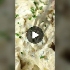 a video showing how to make creamy potato salad with mayonnaise and green onions