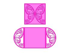 a paper cut out of a butterfly on top of a pink object with swirls