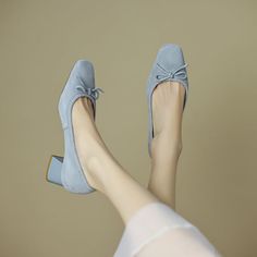 Looking for a pair of stylish and elegant heels? Look no further than these blue suede heels with a bow detail! They are perfect for any formal or special occasion. and they will definitely make you stand out from the crowd. The block heel is both comfortable and fashionable. and the suede material is very luxurious. Order now and get free shipping! Upper: Suede Leather Lining: Leather Outsole: TPR Toe: Round Toe Closure: Slip on Heel: 5cm Color: Pink. Blue. Nude Handmade?: Yes Suede Heels With Bow For Evening, Evening Suede Heels With Bow, Chic Blue High Heel Block Heels, Suede Square Toe Party Heels, Square Toe Suede Heels For Party, Suede Heels With Square Toe For Party, Chic Blue Block Heels With Round Toe, Chic Blue Evening Block Heels, Blue Suede Block Heel Shoes