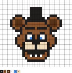 a pixellated image of a bear with a hat on it's head and eyes