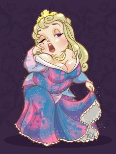 a drawing of a woman in a princess dress with her mouth open and hands on her chin