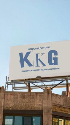 a billboard on top of a building advertising kkg