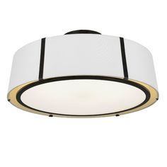 a white ceiling light with black trim