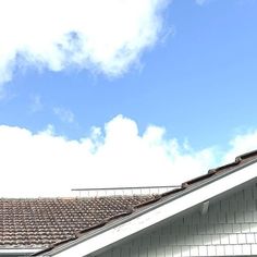 a cat sitting on the roof of a house