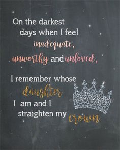 a chalkboard with words written on it and a crown drawn on the side in different colors