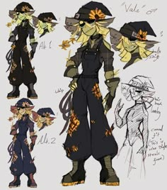 some character designs from the video game overwatch, including two hats and one coat