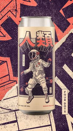 a can of beer with an astronaut on it