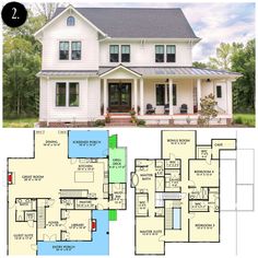 two story house plans with front and back porches, second floor living room and kitchen