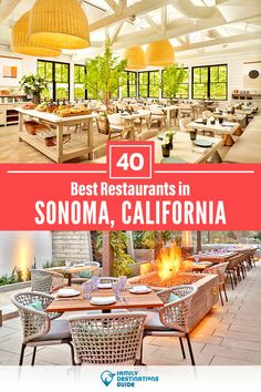 the best restaurants in sonoma, california with text overlay that reads 40 best restaurants in sonoma, california