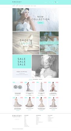 the website design for an elegant wedding dress shop