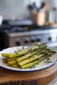 asparagus with parmesan cheese on a plate