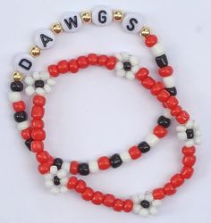 Georgia inspired Game Day Jewelry. https://bubzbeadco.etsy.com Uga Jewelry, Final S, Football Bracelet, Valentine Jewelry, Game Day Football, Acrylic Letters, Badass Style, Etsy Christmas, Group Boards