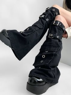 Elevate your streetwear game with these standout leg warmers. Crafted from high-quality denim, they feature functional cargo pockets that add a utilitarian edge to your look. The buckles not only provide an adjustable fit but also enhance the overall aesthetic with a touch of rebellious flair. Garment Size SizeFree SizeFull Length56Cuff40/58 Cool Leg Warmers, Leg And Arm Warmers Outfits, Punk Leg Warmers, Grunge Leg Warmers, Goth Staples, Twink Fashion, Arm Warmers Outfit, Denim Leg Warmers, Utilitarian Fashion