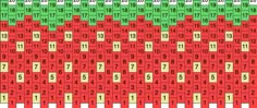 the numbers are arranged in rows to make it look like they have been colored red, green