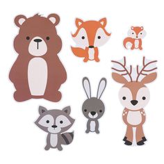 the paper cut outs have different animals and bears on them, as well as deers