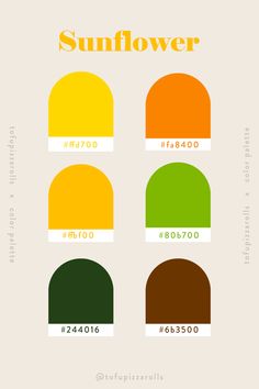 the color scheme for sunflower is shown in three different colors, including yellow, green, and red