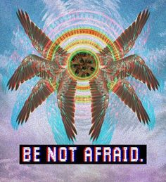 an image of a bird with the words be not afraid in it's center