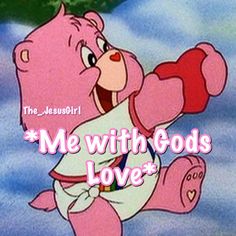 a pink teddy bear with the words me with god's love