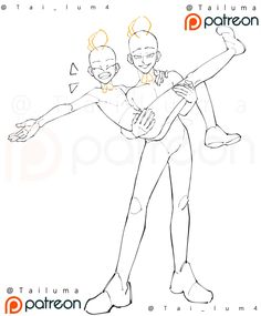 an image of two people that are in the same drawing style, one is holding another person