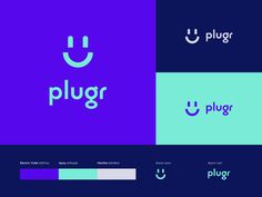 the logo for plugr is shown in purple and blue