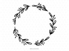 a hand drawn wreath frame with leaves