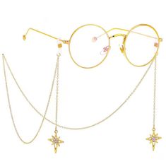 Eyeglass Necklace, Gold Glasses, Oc Inspo, I'm Broke, Fashion Eye Glasses, Accessories Gold, Star Chain