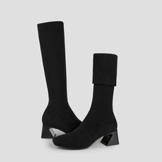 Rebecca Pro Square-Toe Water-Repellent Wool Knee High Boots in Black | VIVAIA Wide Calf Knee-high Winter Boots, Modern Knee-high Heeled Boots For Winter, Winter Outdoor Knee-high Boots, Winter Knee-high Boots For Outdoor, Modern Black Mid-calf Boots For Winter, Winter Waterproof Knee-high Boots With Round Toe, Modern Medium Width Knee-high Boots For Winter, Mid-calf Boots For Outdoor Winter Activities, Mid-calf Boots For Winter Outdoor Use