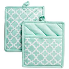 PRICES MAY VARY. Cotton Imported PERFECT POT HOLDER SET IS DECORATIVE AND DURABLE: Each Set includes 2 Pot Holders 9x8" ; Heat resistant, protect your hands while handling hot pots, pans, dishes, casserole dishes and more EASY CARE LONG-LASTING MATERIAL: 100% Cotton Fabric, Machine Washable. Wash with Cold Water in Gentle Cycle & Tumble Dry Low. Do not bleach them or run them through a hot dryer GREAT COLLECTION TO DECORATE YOUR KITCHEN: DII Lattice Pot holder set coordinate with our Lattice Apr Kitchen Pot, Lattice Design, Pots Pans, Elegant Kitchens, Color Aqua, Functional Kitchen, Drying Towels, Oven Racks, Kitchen Linens