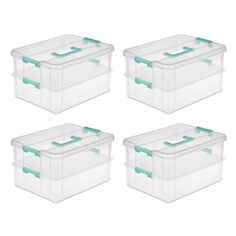 four plastic storage containers with lids